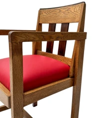 Art Deco Modernist Armchair with Red Leather Seat, 1920s